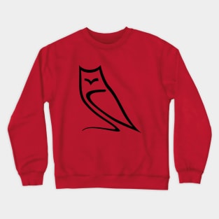 Minimalistic Owl Calligraphy Line Drawing Crewneck Sweatshirt